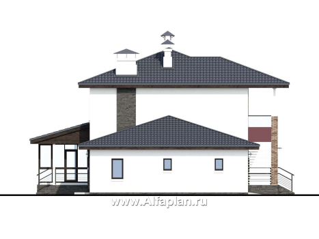 Проекты домов Альфаплан - «Орбита» - современный дизайн дома, удобная планировка - превью фасада №3