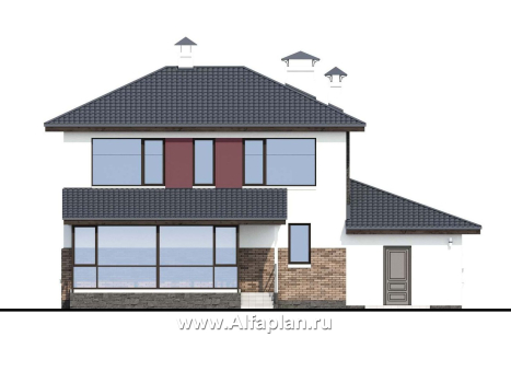 Проекты домов Альфаплан - «Орбита» - современный дизайн дома, удобная планировка - превью фасада №4