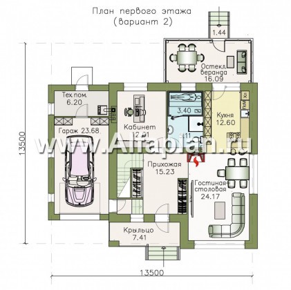 Проекты домов Альфаплан - «Орбита» - современный и удобный, компактный дом - превью плана проекта №2