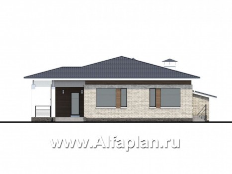 Проекты домов Альфаплан - «Днестр» - одноэтажный коттедж с большим гаражом и террасой - превью фасада №4