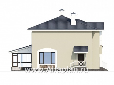 Проекты домов Альфаплан - «Либезюсефрау» - удобный дом с романтическими фасадами - превью фасада №3