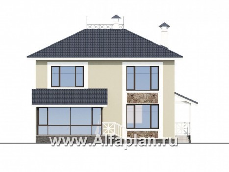 Проекты домов Альфаплан - «Либезюсефрау» - удобный дом с романтическими фасадами - превью фасада №4