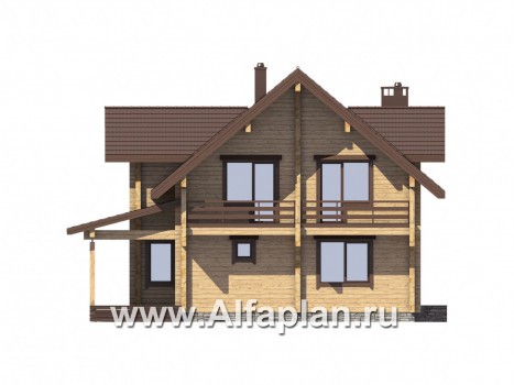 Проекты домов Альфаплан - Деревянный дом с гостевым блоком - превью фасада №4
