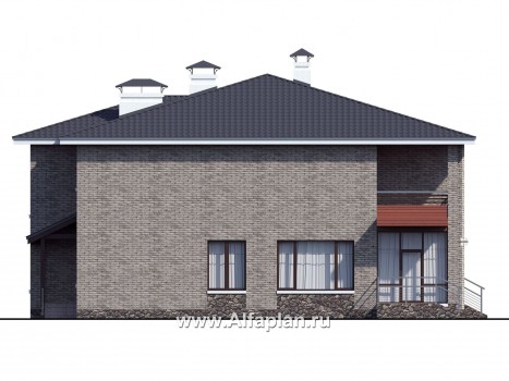 Проекты домов Альфаплан - «Семь звезд» - современный коттедж с панорамными окнами - превью фасада №3