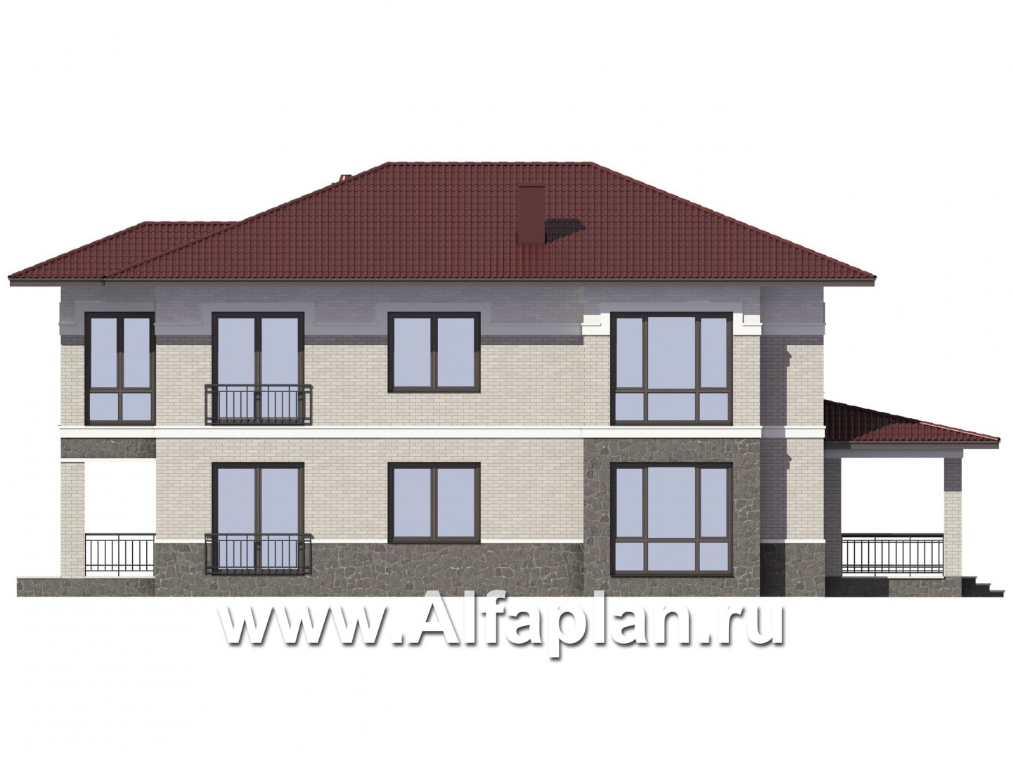Проекты домов Альфаплан - Двухэтажный дом для узкого участка - изображение фасада №4