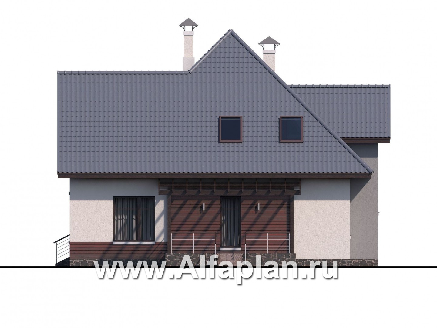 Проекты домов Альфаплан - «Плеяды» - современный мансардный дом - изображение фасада №2