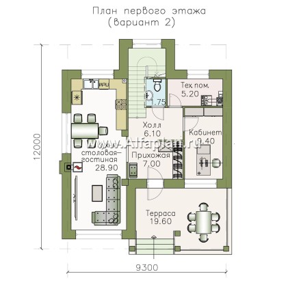 Проекты домов Альфаплан - «Траектория» - современный, компактный дом - превью плана проекта №2