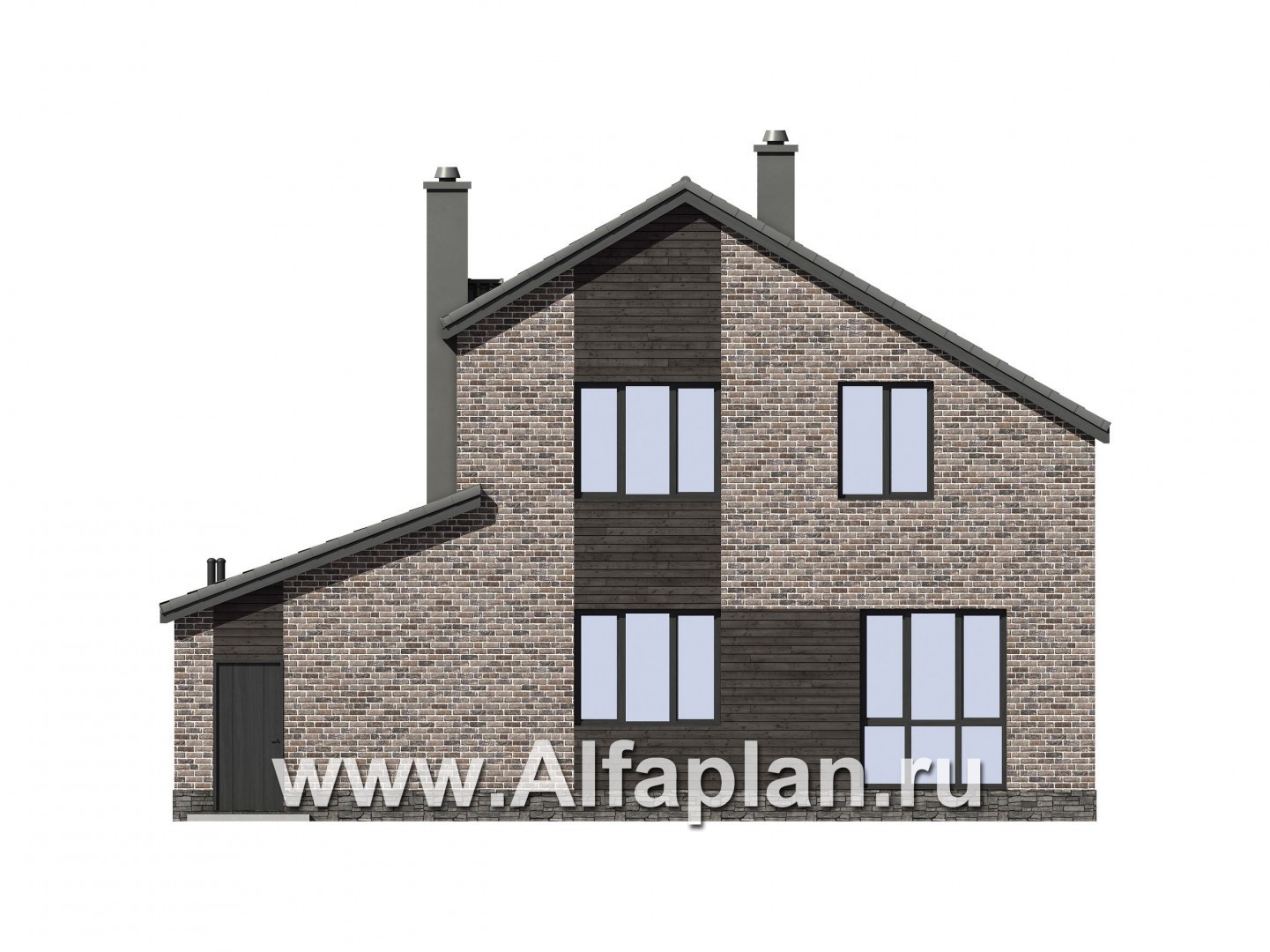 Проекты домов Альфаплан - Двухэтажный загородный дом с гаражом - изображение фасада №3