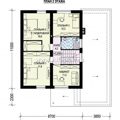 Проекты домов Альфаплан - Двухэтажный загородный дом с гаражом - превью плана проекта №2