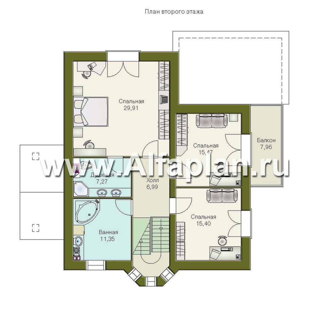 Проекты домов Альфаплан - «Лавиери Плюс»- проект дома с изящным крыльцом и эркером - изображение плана проекта №1