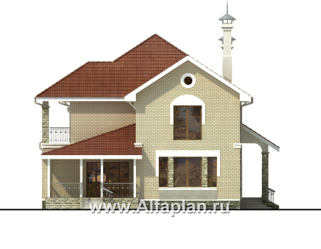 Проекты домов Альфаплан - «Лавиери Плюс»- проект дома с изящным крыльцом и эркером - превью фасада №4