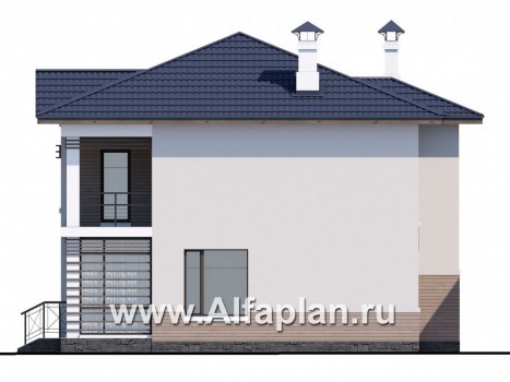 «Знаменка» - проект двухэтажного дома с балконом и с террасой, в современном стиле - превью фасада дома