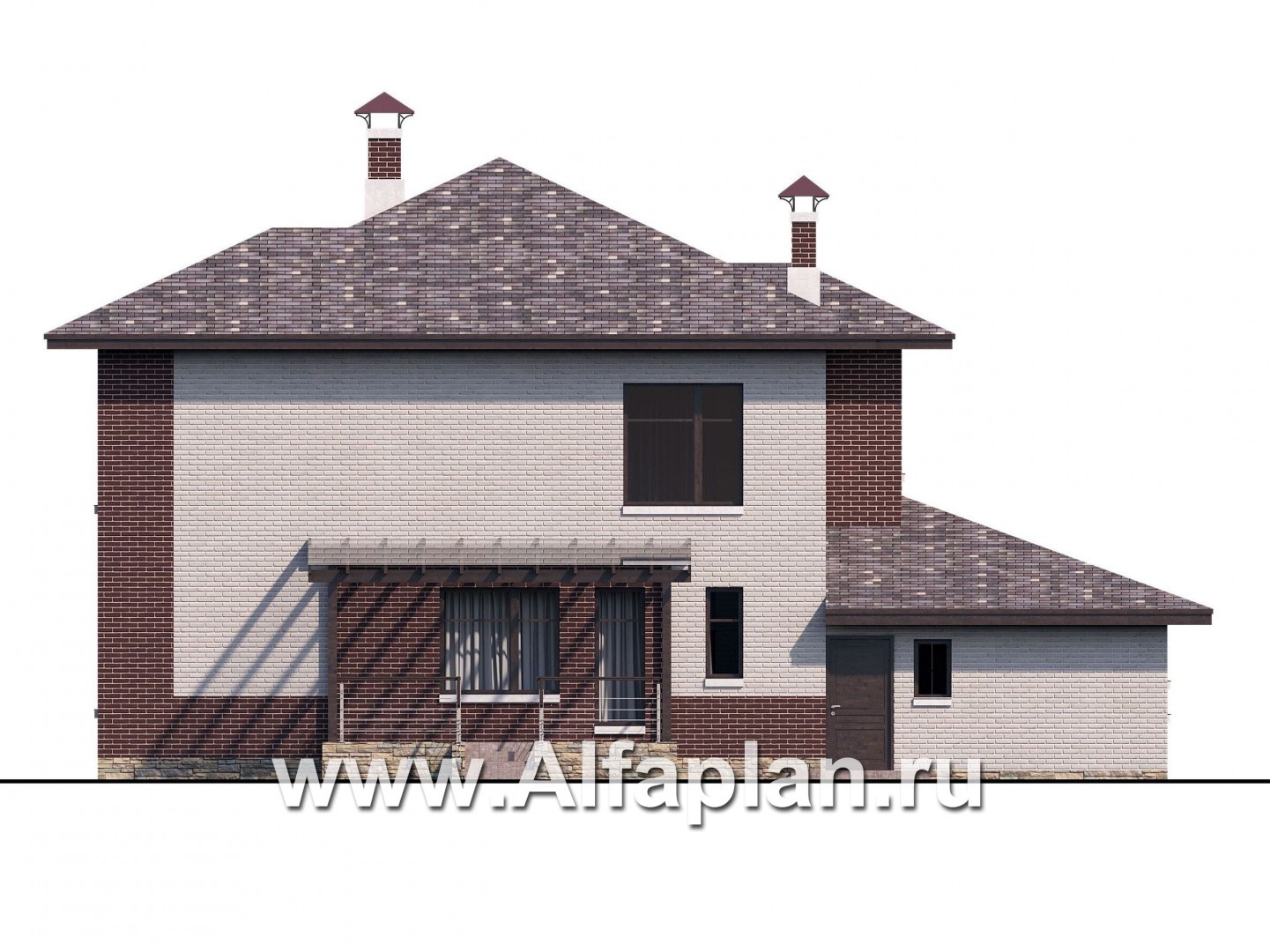 Проекты домов Альфаплан - «Эндорфин» - современный двухэтажный дом с гаражом - изображение фасада №4