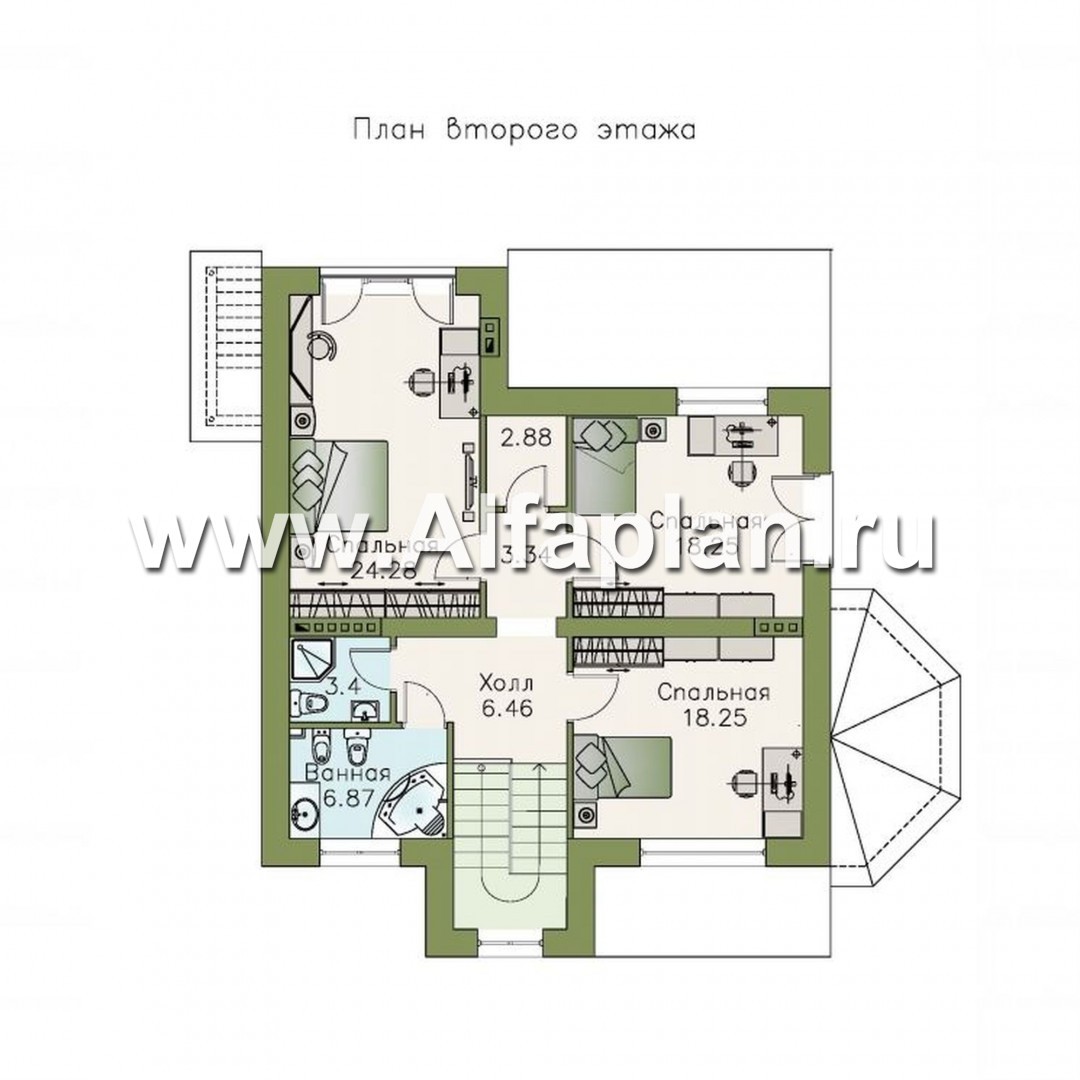 Проекты домов Альфаплан - «Маленький принц» - компактный коттедж с цокольным этажом - план проекта №3