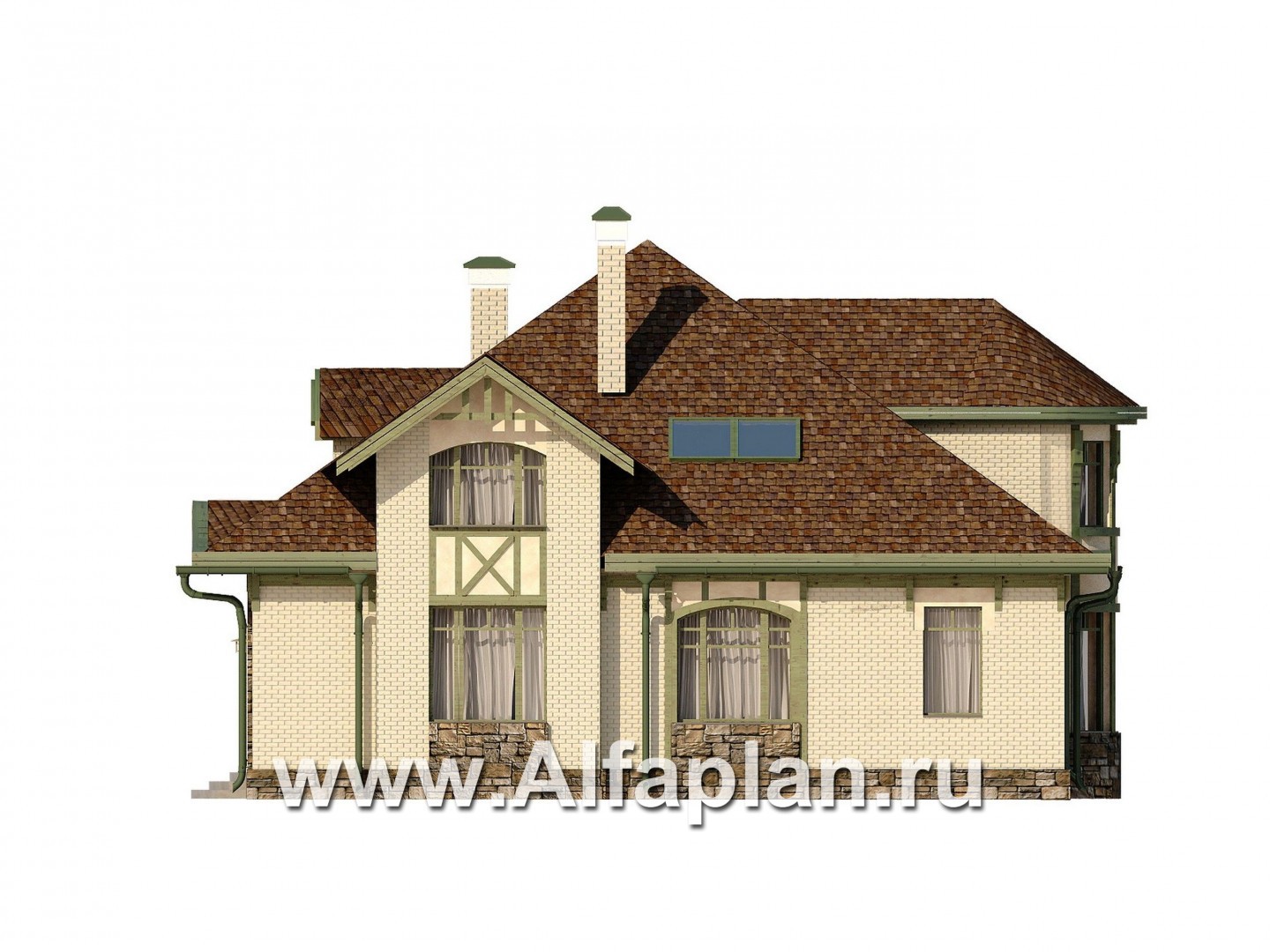Проекты домов Альфаплан - Загородный коттедж в классическом стиле - изображение фасада №2