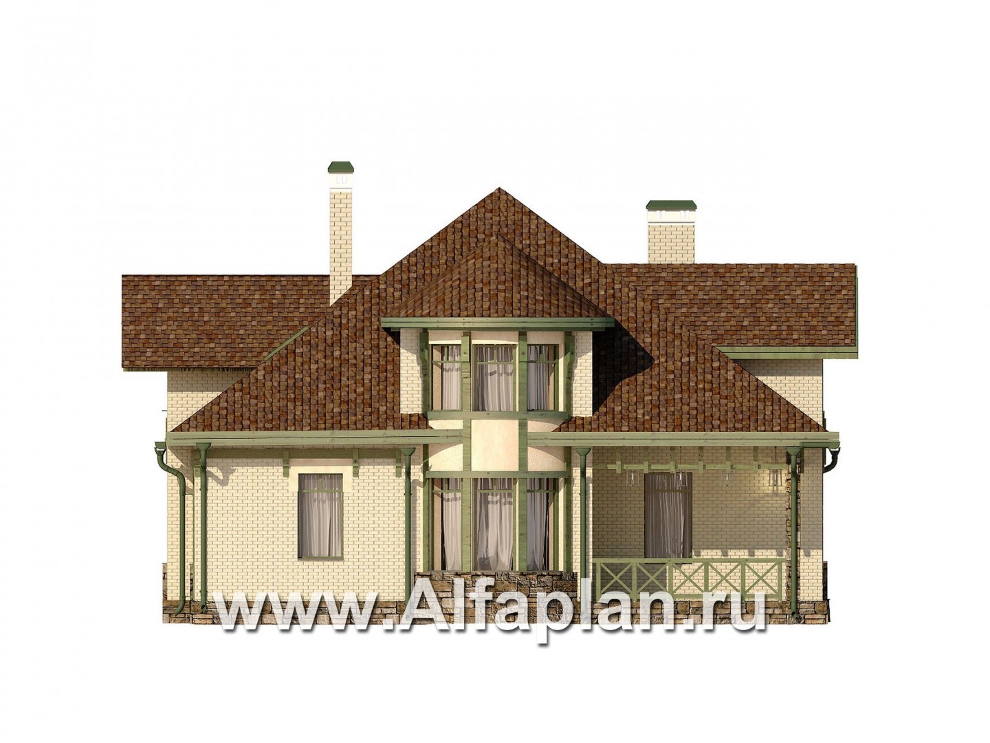 Проекты домов Альфаплан - Загородный коттедж в классическом стиле - изображение фасада №4