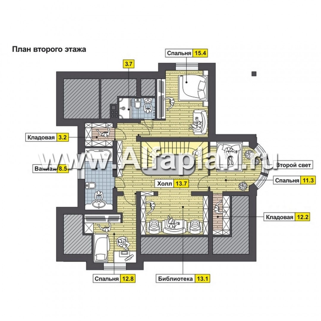 Проекты домов Альфаплан - Загородный коттедж в классическом стиле - план проекта №2