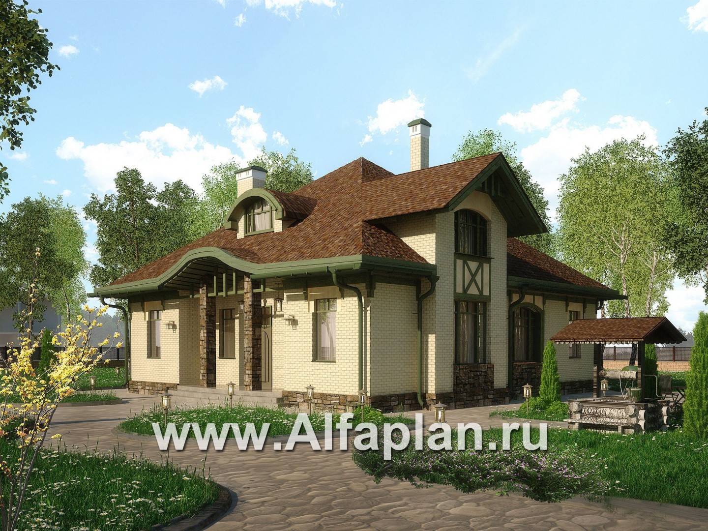 Проекты домов Альфаплан - Загородный коттедж в классическом стиле - основное изображение