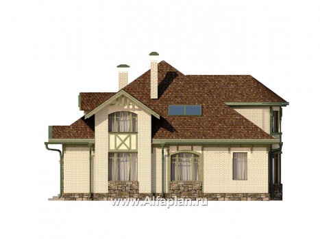 Проекты домов Альфаплан - Загородный коттедж в классическом стиле - превью фасада №2