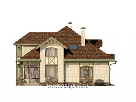 Проекты домов Альфаплан - Загородный коттедж в классическом стиле - превью фасада №3