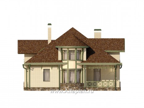 Проекты домов Альфаплан - Загородный коттедж в классическом стиле - превью фасада №4