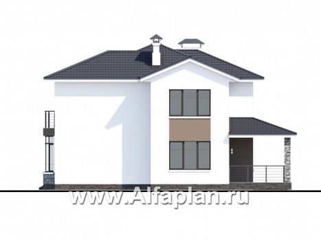 Проекты домов Альфаплан - «Гедонист»- коттедж с гаражом и эффектным остеклением - превью фасада №2
