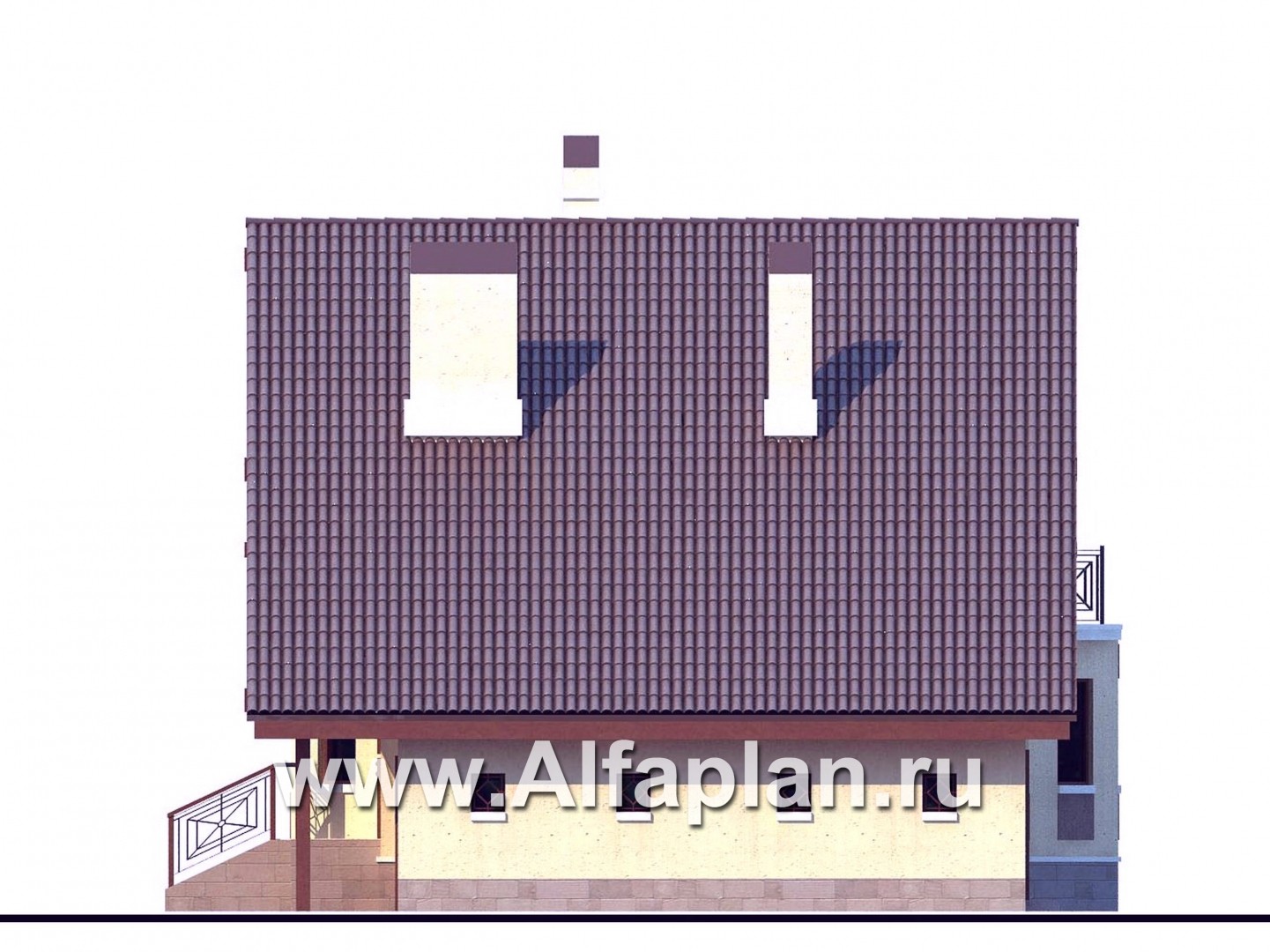 Проекты домов Альфаплан - «Регенсбург Плюс»- проект дома, в немецком стиле, с эркером, с гаражом и с цокольным этажом - изображение фасада №2