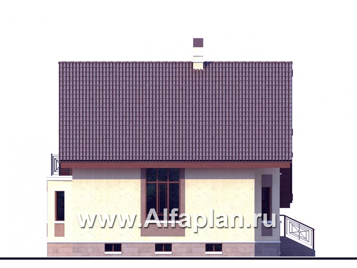 Проекты домов Альфаплан - «Регенсбург Плюс»- проект дома, в немецком стиле, с эркером, с гаражом и с цокольным этажом - изображение фасада №3