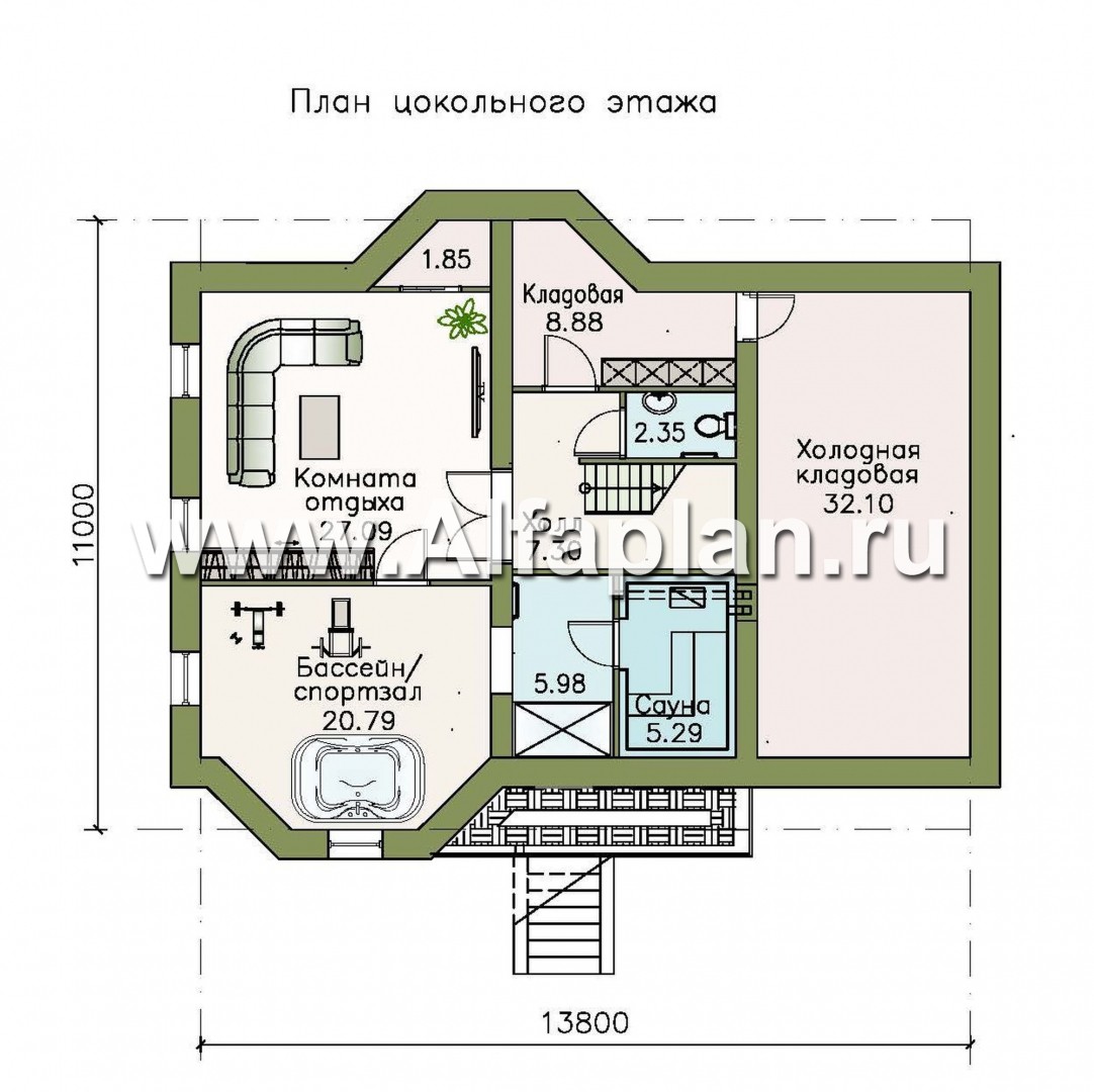 Проекты домов Альфаплан - «Регенсбург Плюс»- проект дома, в немецком стиле, с эркером, с гаражом и с цокольным этажом - изображение плана проекта №1