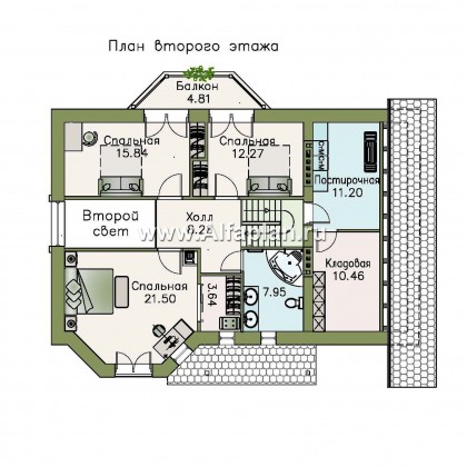 Проекты домов Альфаплан - «Регенсбург Плюс»- проект дома, в немецком стиле, с эркером, с гаражом и с цокольным этажом - превью плана проекта №3