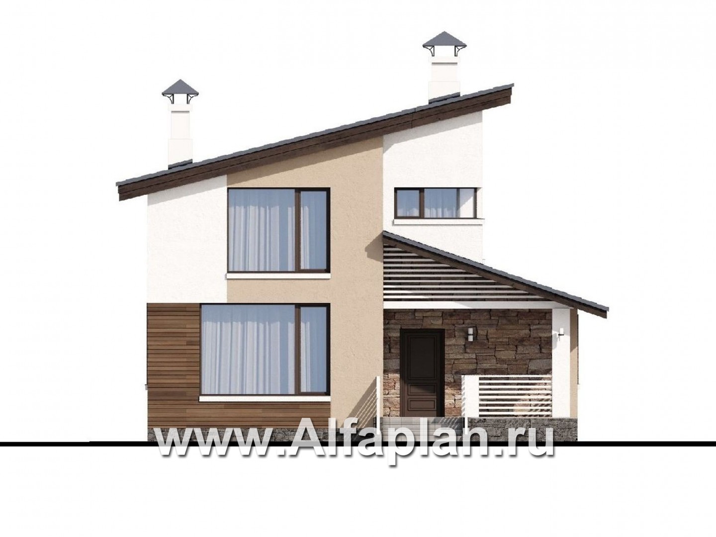 Проекты домов Альфаплан - «Западный бриз» - рациональный дом с удобным планом - изображение фасада №1