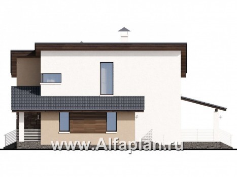 Проекты домов Альфаплан - «Западный бриз» - рациональный дом с удобным планом - превью фасада №2