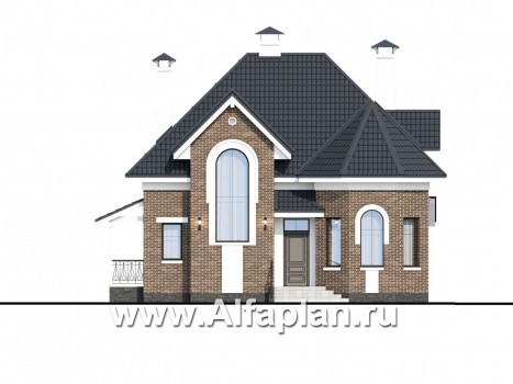 Проекты домов Альфаплан - «Принцесса осени» - красивый и удобный частный дом - превью фасада №1