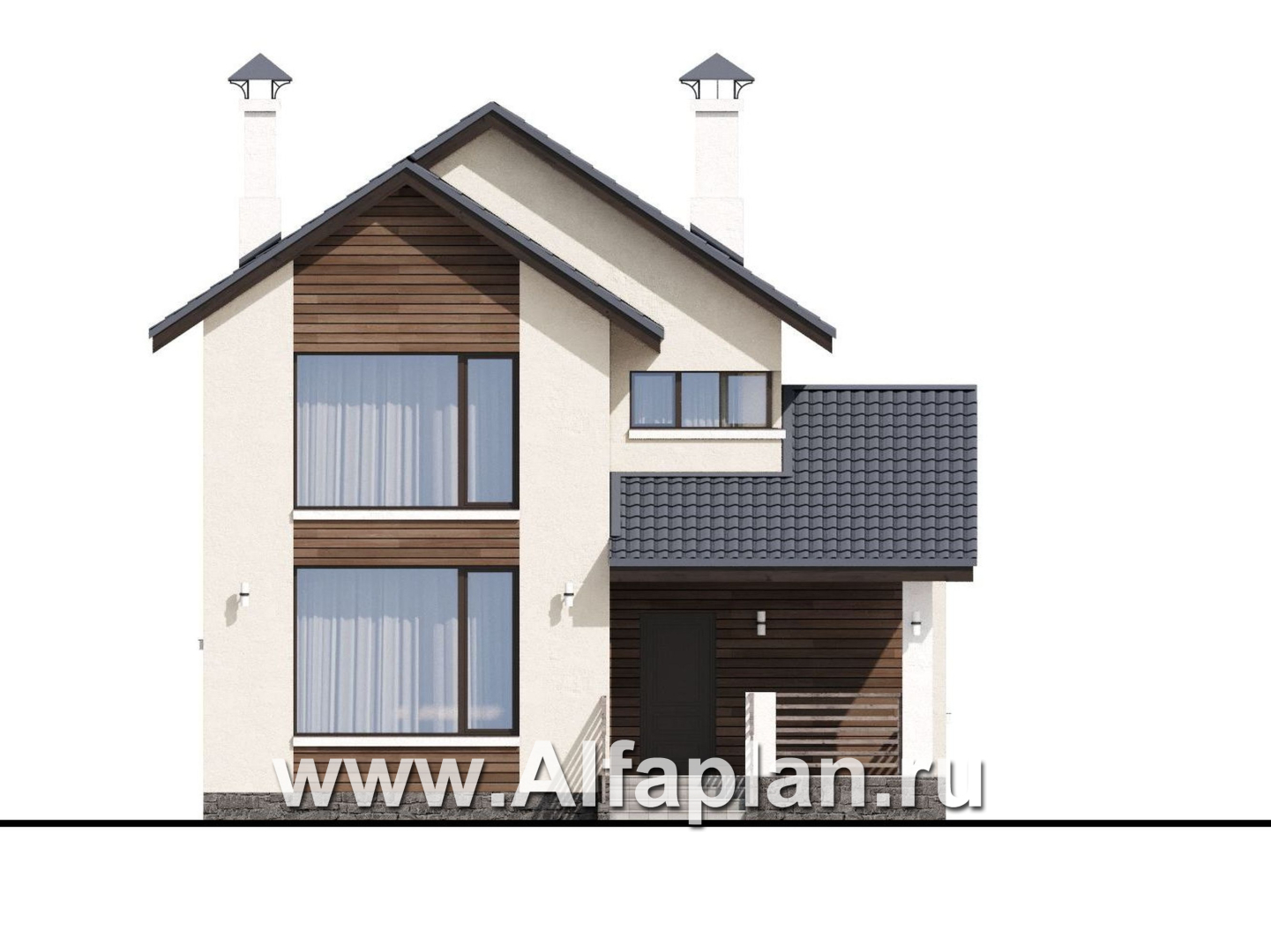 Проекты домов Альфаплан - «Весна» - проект дома в скандинавском стиле с удобным планом - изображение фасада №1