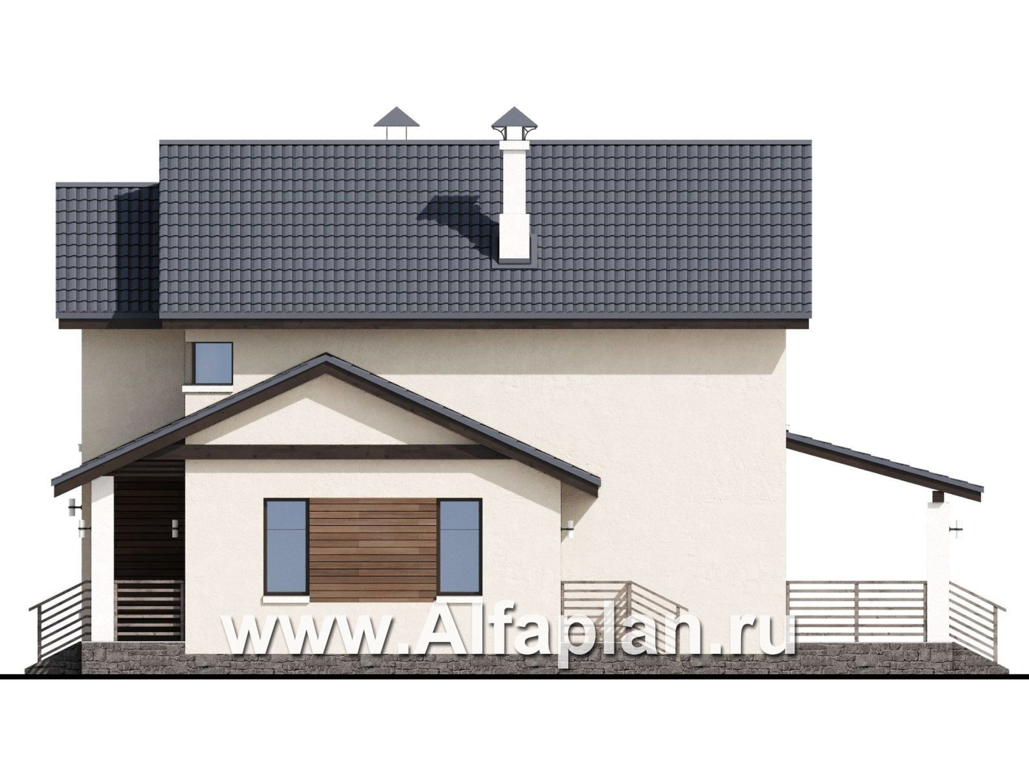 Проекты домов Альфаплан - «Весна» - проект дома в скандинавском стиле с удобным планом - изображение фасада №2