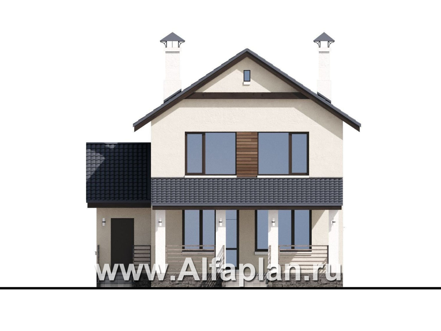 Проекты домов Альфаплан - «Весна» - проект дома в скандинавском стиле с удобным планом - изображение фасада №4