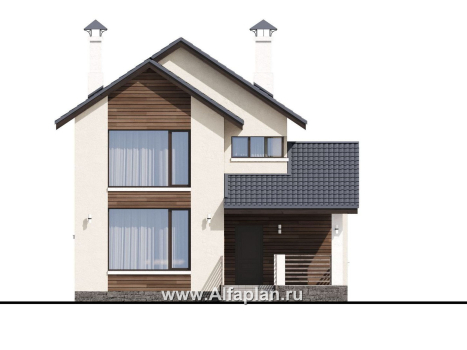 Проекты домов Альфаплан - «Весна» - проект дома в скандинавском стиле с удобным планом - превью фасада №1