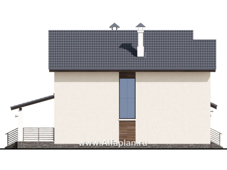 Проекты домов Альфаплан - «Весна» - проект дома в скандинавском стиле с удобным планом - превью фасада №3