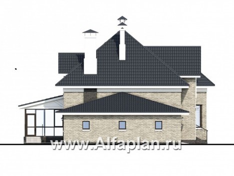 Проекты домов Альфаплан - «Принцесса осени» - красивый и удобный частный дом - превью фасада №3