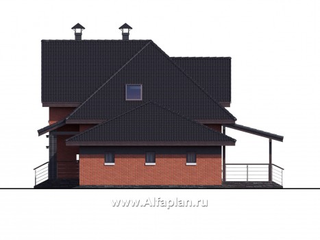 Проекты домов Альфаплан - «Кассиопея» - мансардный коттедж с гаражом на 2 автомобиля - превью фасада №2