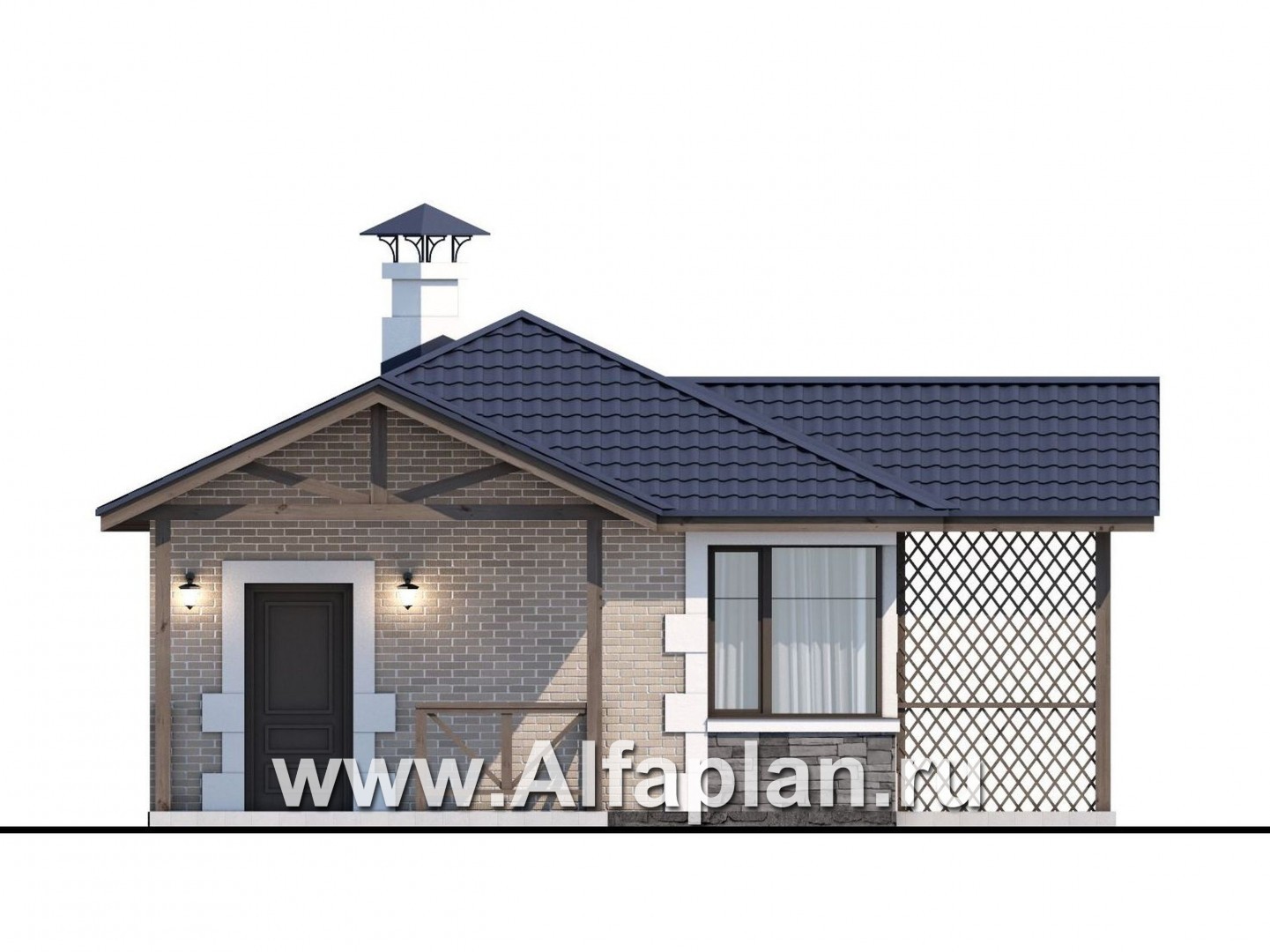 Проекты домов Альфаплан - Проект удобной и красивой  угловая баня - изображение фасада №1