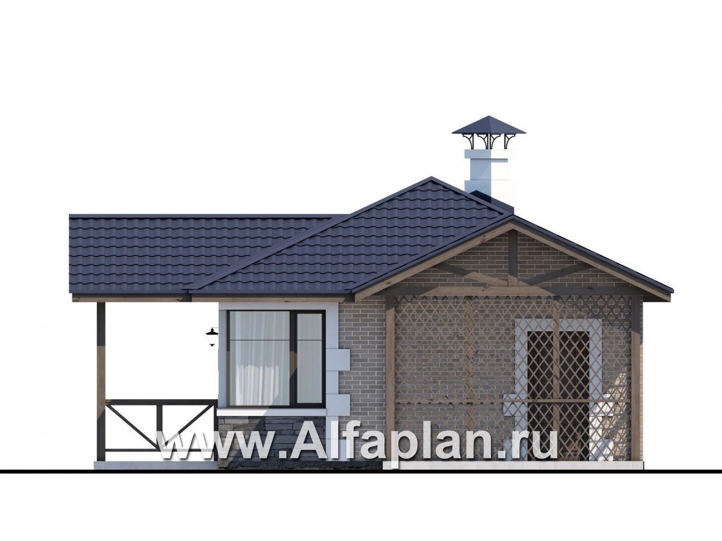 Проекты домов Альфаплан - Проект удобной и красивой  угловая баня - изображение фасада №2