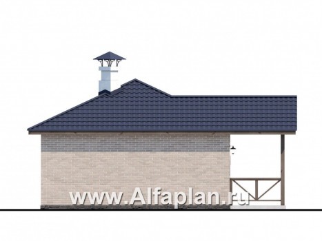 Проекты домов Альфаплан - Проект удобной и красивой  угловая баня - превью фасада №3