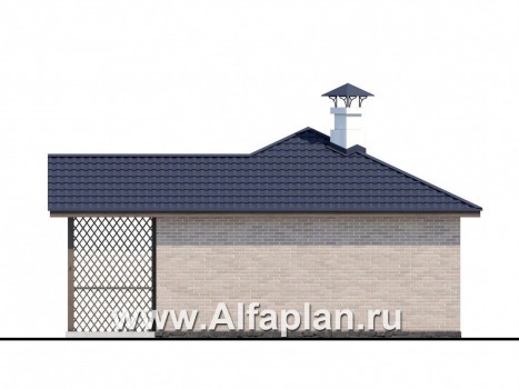 Проекты домов Альфаплан - Проект удобной и красивой  угловая баня - превью фасада №4