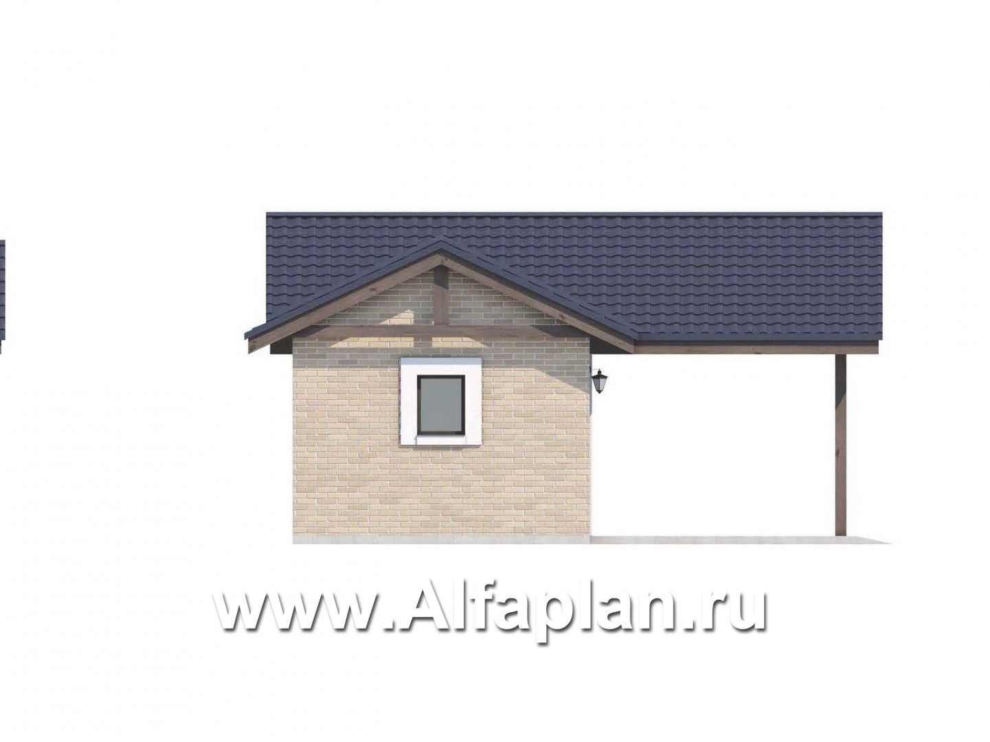 Проекты домов Альфаплан - Навес-стоянка для машин с небольшой кладовой - изображение фасада №3