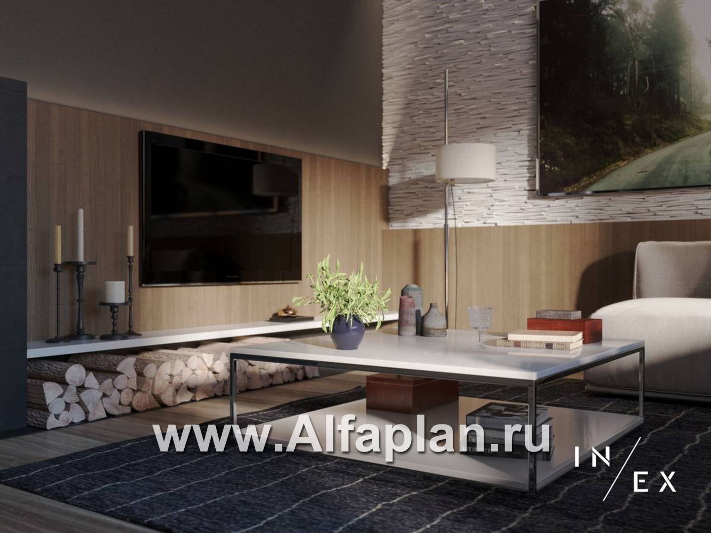 Проекты домов Альфаплан - «Виньон» - проект одноэтажного дома с большой террасой - дополнительное изображение №5