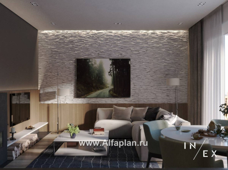 Проекты домов Альфаплан - «Виньон» - проект одноэтажного дома с большой террасой - превью дополнительного изображения №7