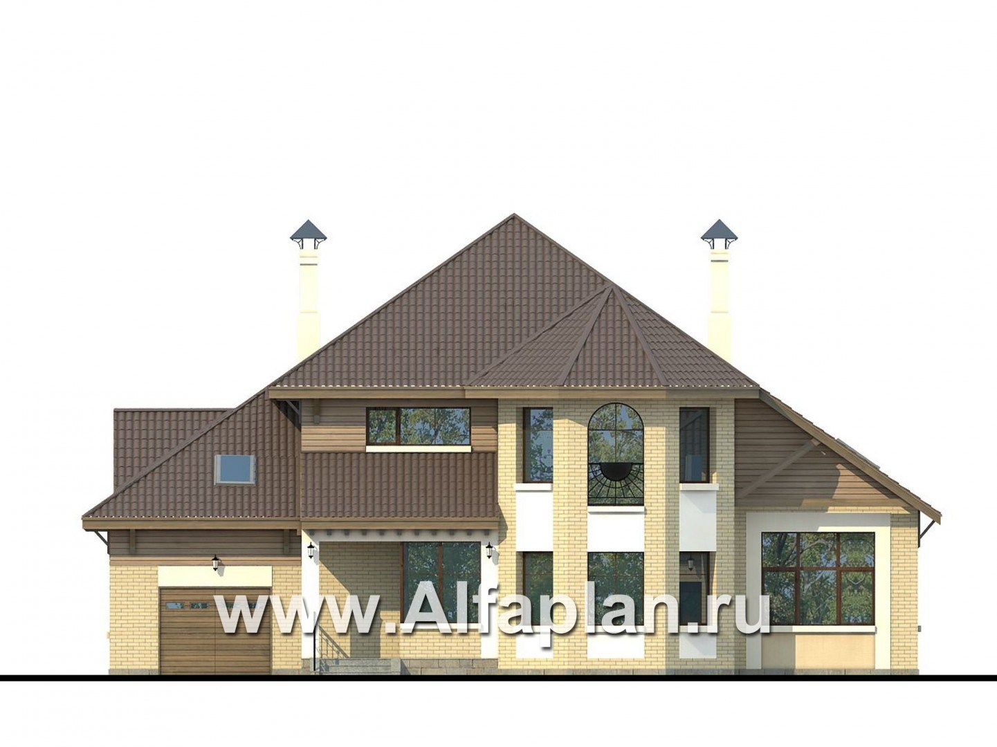 Проекты домов Альфаплан - «Последний герой» - дом в английском стиле с двусветной гостиной - изображение фасада №1