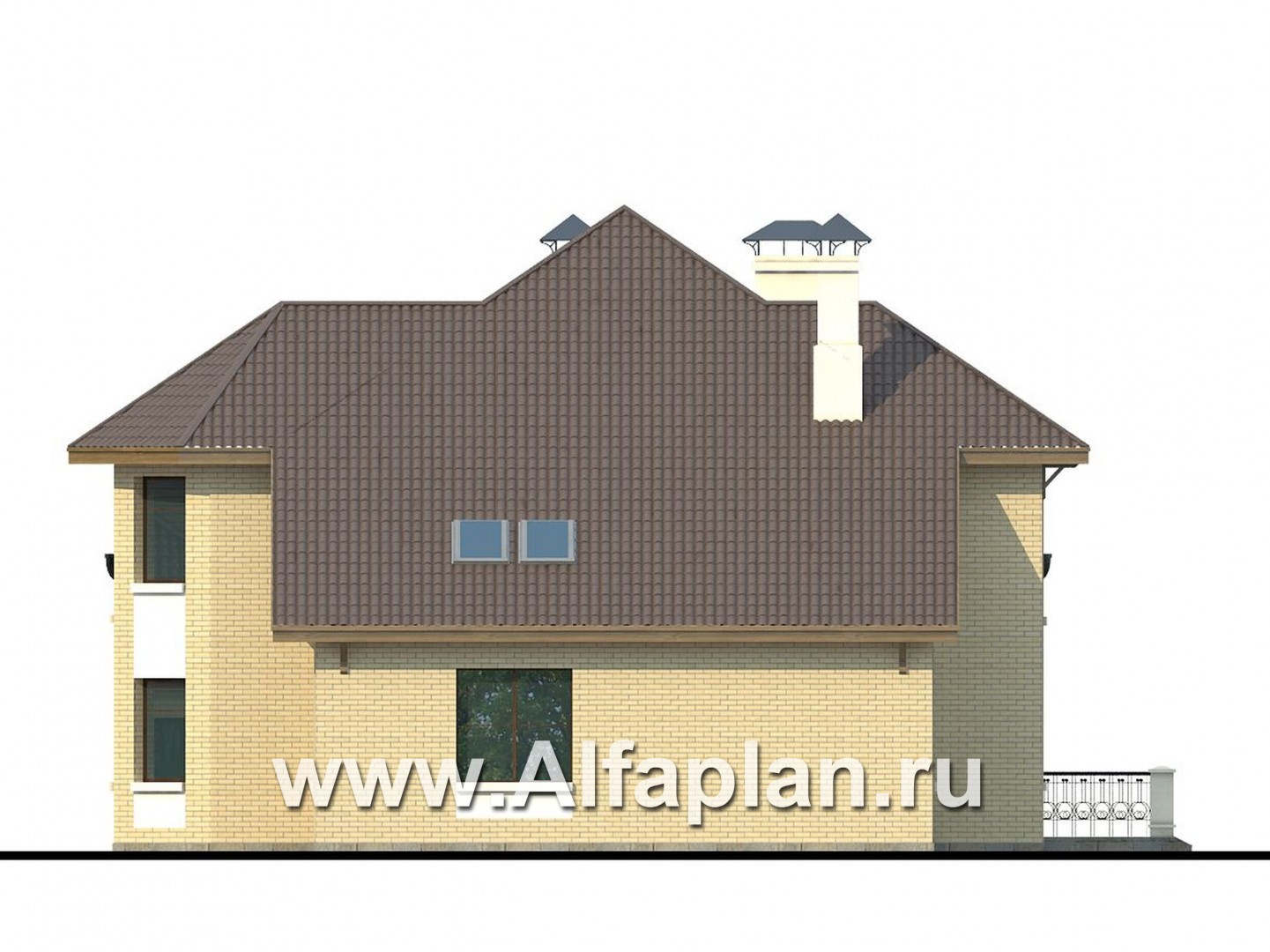Проекты домов Альфаплан - «Последний герой» - дом в английском стиле с двусветной гостиной - изображение фасада №2