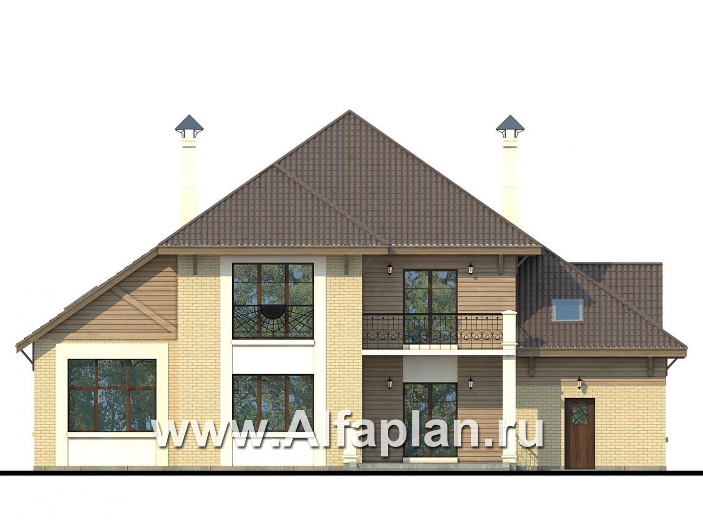Проекты домов Альфаплан - «Последний герой» - дом в английском стиле с двусветной гостиной - изображение фасада №4